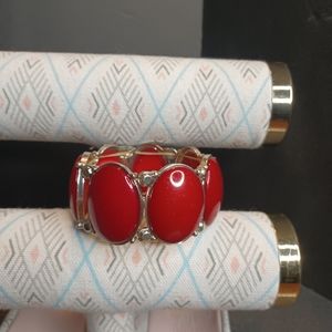 Red stretch enameled bracelet